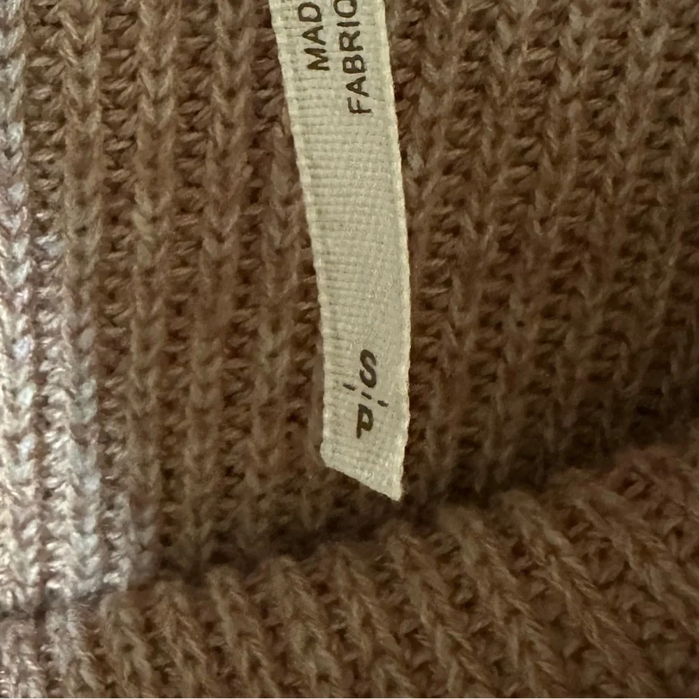 FREE PEOPLE Alana light brown off the shoulder linen/cotton blend sweater Small